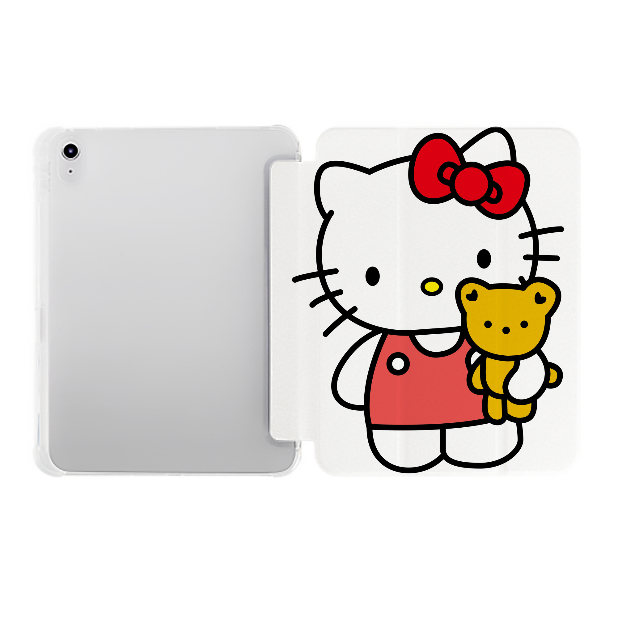 （画像用） Hello Kitty ハローキティ IPad ケース ペン収納付き 三つ折りスタンド PUレザー×シリコン 対応機種9.5/10.5/10.9インチ